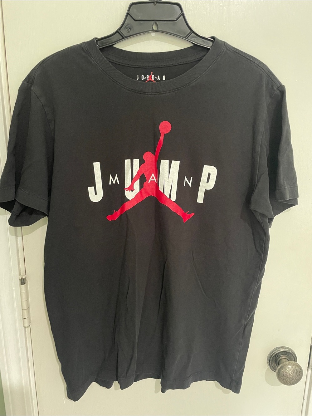 Jordan Black Tee with Red Jumpman and White Lettering